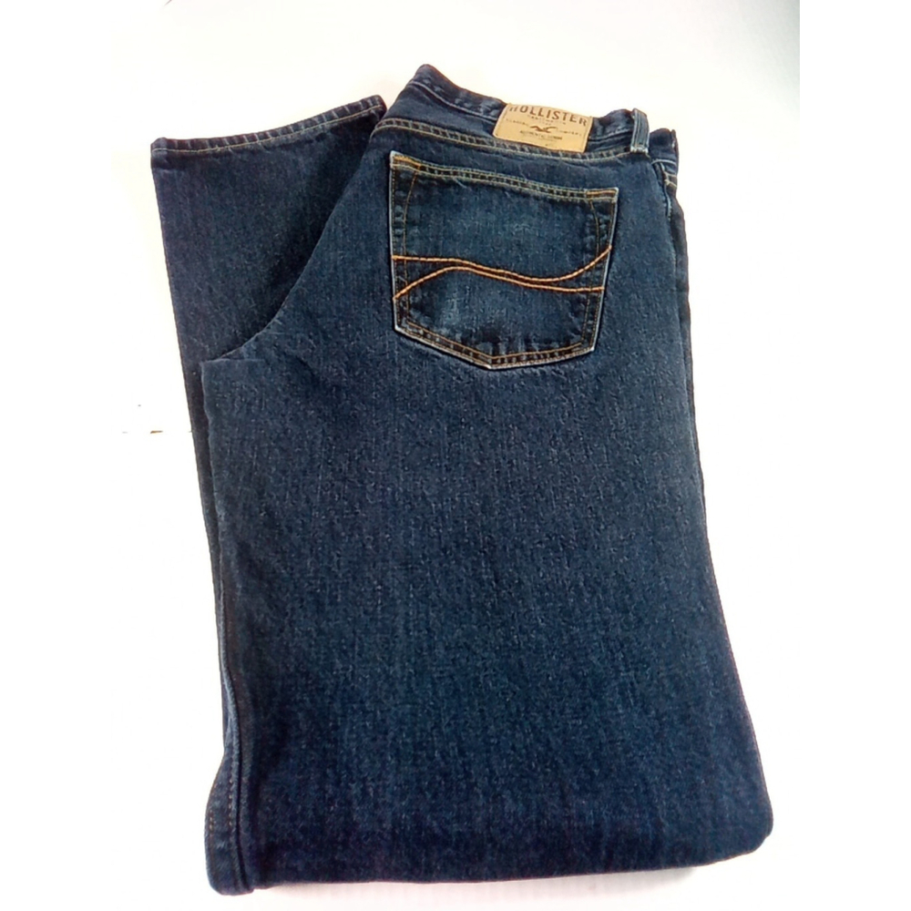 The Hollister Straight Slim Jeans Men's 34x34 Dark Wash buttonfly